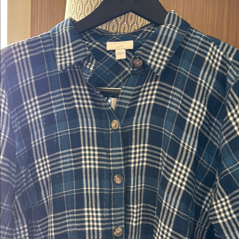 NWT 🌸 J Jill Blue and White Plaid Tunic Size Large - Picture 2 of 10